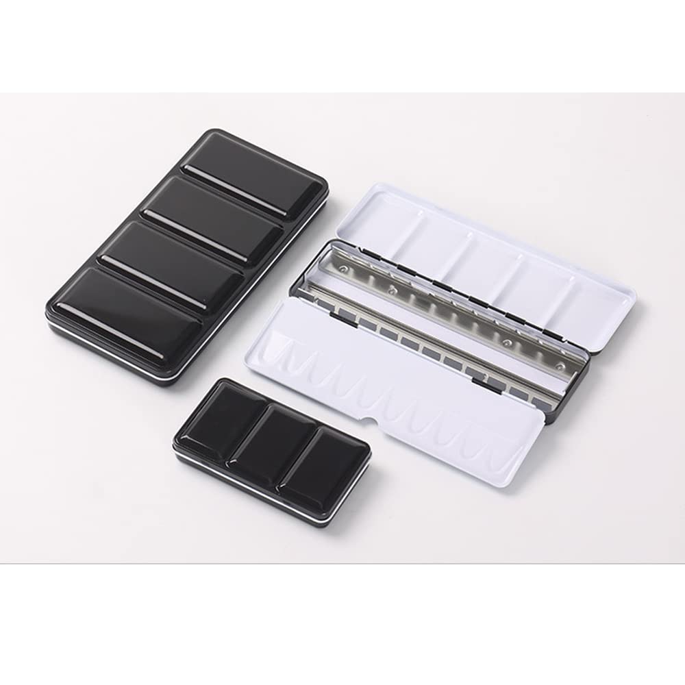Jinberry Lata de acuarela de metal con paleta de mezcla plegable, paleta de acuarela vacía multifuncional con 26 bandejas de pintura para pintura al aire Plein, acuarela, óleo y pintura acrílica