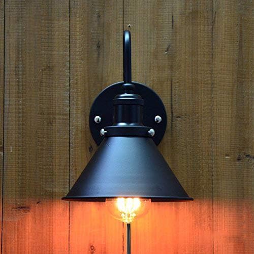 Kiven American Industrial Style Iron Wall Lamp E26 Base Plug-in UL Listed Button Switch Cord Black Bulb Not Included BD0428