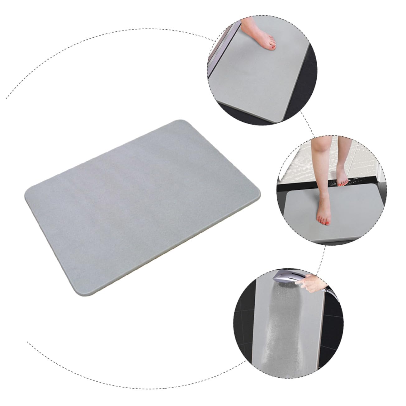 Alfombra De Baño Anslizante Absente De Diato 40x30 Cm Grigio Materiale o Secado Rápido para Ducha y Hogar Cojín De Su para Baño