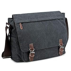 Messenger Bag for Men Retro, Canvas Satchel casual Briefcases Laptop Bag fit 13.3 15.6 Inch