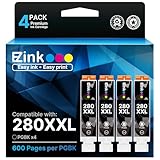 4 Pack PGI-280XXL PGBK Ink Replacement for Canon 280 PGBK PGI-280XXL PGI 280 XXL Compatible with PIXMA TR8620a TR8622a TR8600 TR8520 TS9521c TR7520 TS9120 TR8622 TS9520 TS6220 TS6320 TS702a Printers
