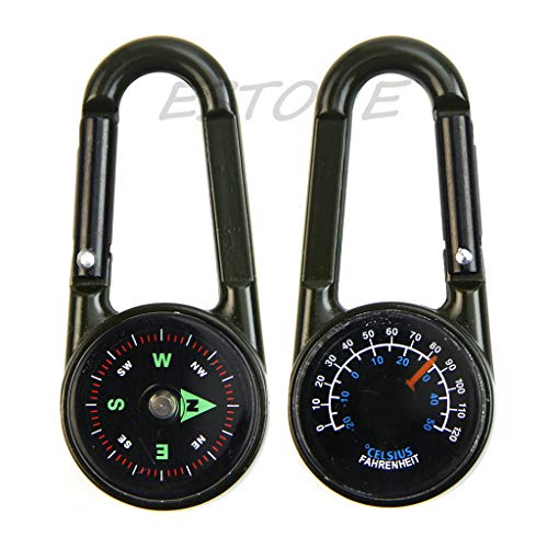 Carabinero multifuncional metal con brújula y termómetro miniatura 1