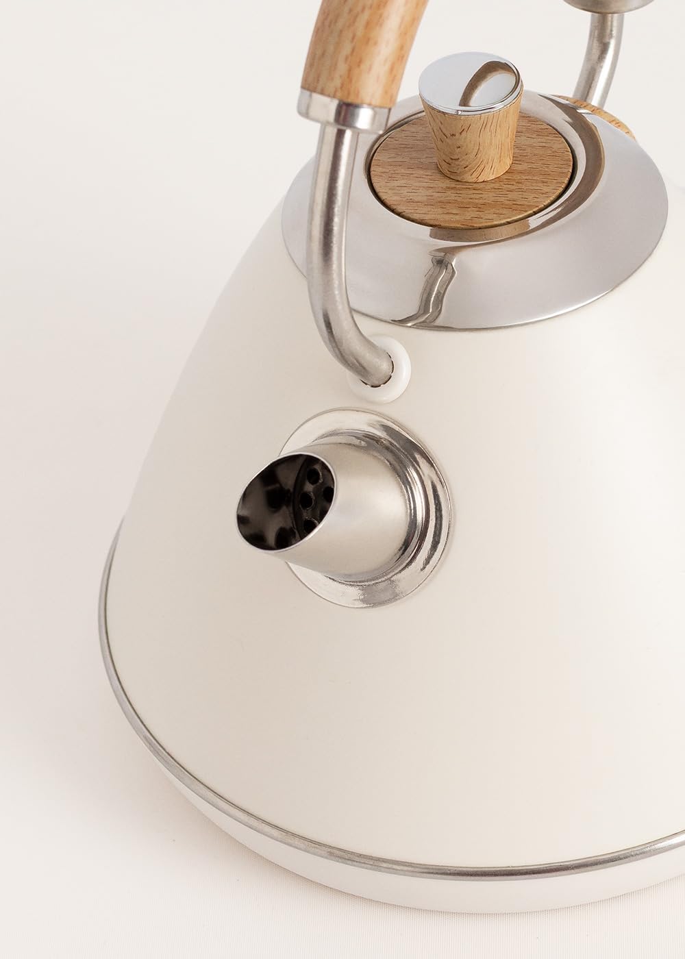 CREATE/KETTLE RETRO PRO/Bouilloire électrique 1 L avec contrôle de température blanc cassé/Système d’arrêt automatique, ébullition rapide, base antidérapante, panneau transparent, 1200W