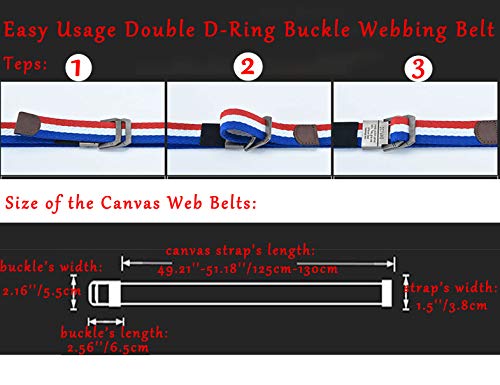 Flygo Mens Canvas Web Belt Double D-Ring Buckle 1.5" Wide Leather Tip Multi-Color Tactical Military Webbing Belts3