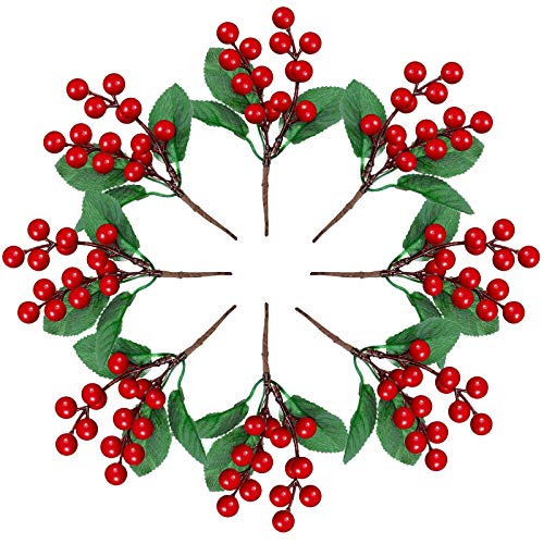 Willbond 24 Pieces Artificia24 Pieces Artificial Christmas Berry Picking Berry Branches Holly Leaves Picking Fake Berries Christmas Crafts Party Holiday Decoration (Natural Color) #TOP3