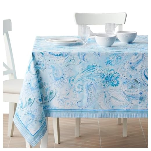 Maison d' Hermine Tablecloth 100% Combed Cotton Premium 70"x70" Square Table Cover Decorative Tablecloths Washable for Dining, Buffet Parties & Camping - Paisley Blues