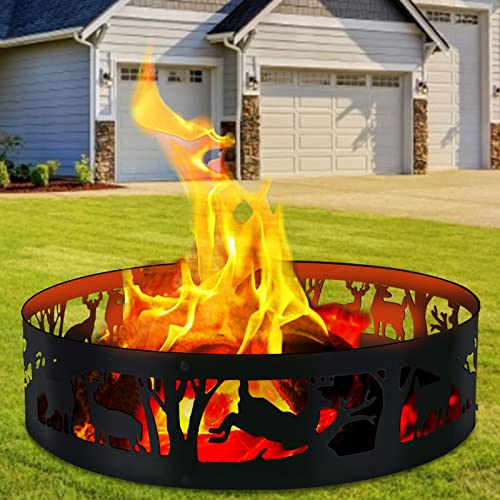 Metal Fire Pit Rings For Outdoors Heavy Duty Portable Steel Fire Pit Circle Rings Set For Outside Camping Beach Fire Metal Liner Ring Pit With Pattern Holes #TOP20