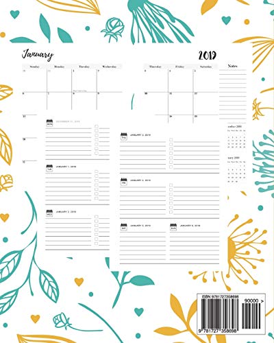 2019 Planner Weekly and Monthly: 2019 Yearly Calendar Planner, 365 Daily Weekly Monthly Planner, 52