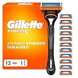 Gillette Fusion5 Maquinilla de Afeitar Hombre con Recambios, 1 Mango Y 12 Cuchillas de Afeitar con 5 Hojas, Banda de Gel Lubricante Y Recortadora de Precisión
