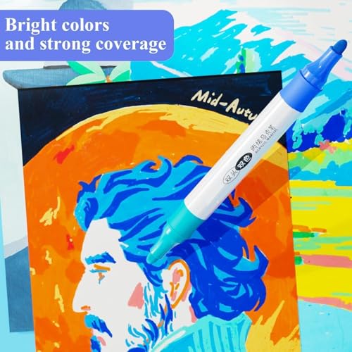 Image of Wynhard Dual Tip Acrylic Marker Paint Pens Set 12 Pastel Colors Paint Marker Acrylic Paint Pens for Painting Brush Markers for Artists Journals DIY Crafts Calligraphy Drawing, Sketching Markers Set