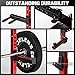 JELENS Folding Squat Rack, Wall Mounted Power Rack for Home Gym, Space Saving Multi-Functional Power Cage with Attachments (Red, Weight Bench Package)