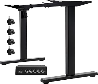 Flamaker Elektrisch Staand Bureau, In Hoogte Verstelbaar Bureau met 3 Geheugenknoppen en Multifunctioneel Bedieningspaneel，Desk Frame Zwart