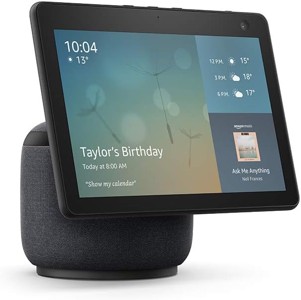 Certified Refurbished Echo Show 10 (3rd generation) | HD smart display with motion and Alexa, Charcoal Fabric