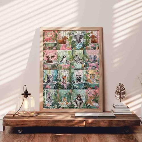 Tucocoo Puzzle Tiere in der Badewanne, 1000 Teile, lustige Badezimmer-Tierpuzzles für Erwachsene, Collage… – Ansicht 3