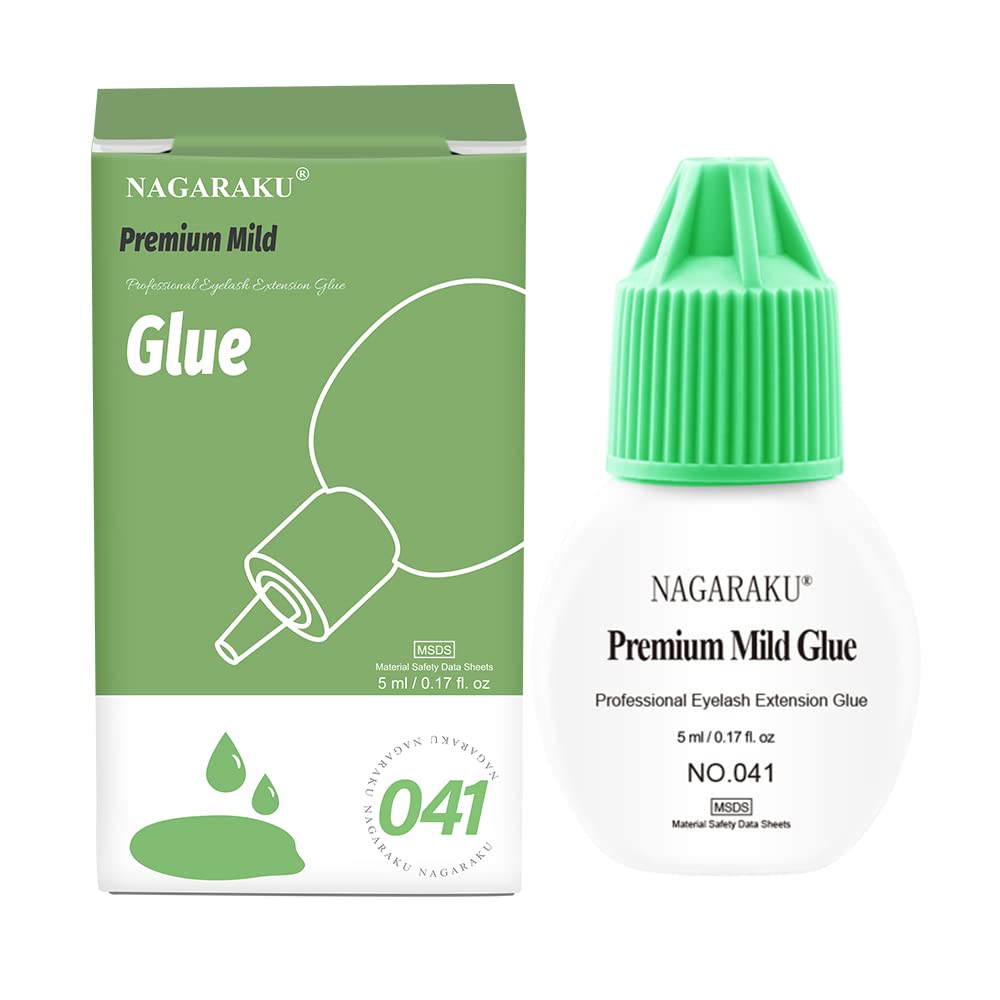 NAGARAKU Premium Pegamento Pestañas 5ml/Inodoro No irritante/4s Secado/Retención 15-20 días/Tiempo de almacenamiento 12 meses Pegamento adhesivo para pestañas Negro oscuro