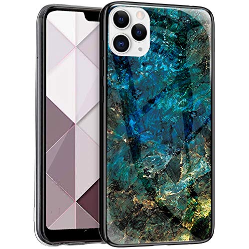 Urhause Cover Compatible with iPhone 11 Pro Case Glossy Glitter Marble Mirror Case Clear Sparkle Bumper Hard Cover Soft TPU Edge Silicone Skin Cover Shiny Bling Anti-Scratch Shockproof Cover Emerald