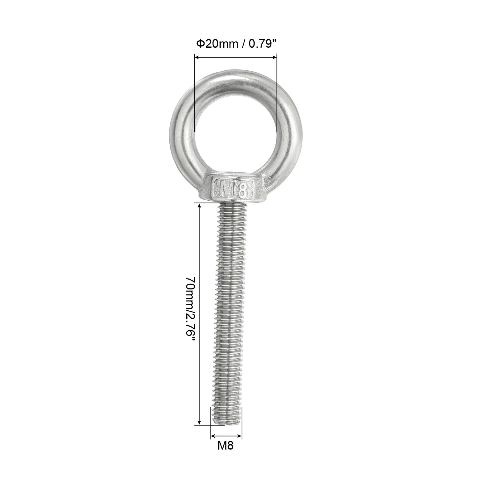 PATIKIL M8 x 70mm Lifting Shoulder Eye Bolt - Image 2