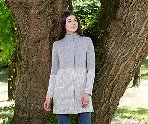 Image of SAOL Herringbone Wool Coat Cardigan for Women