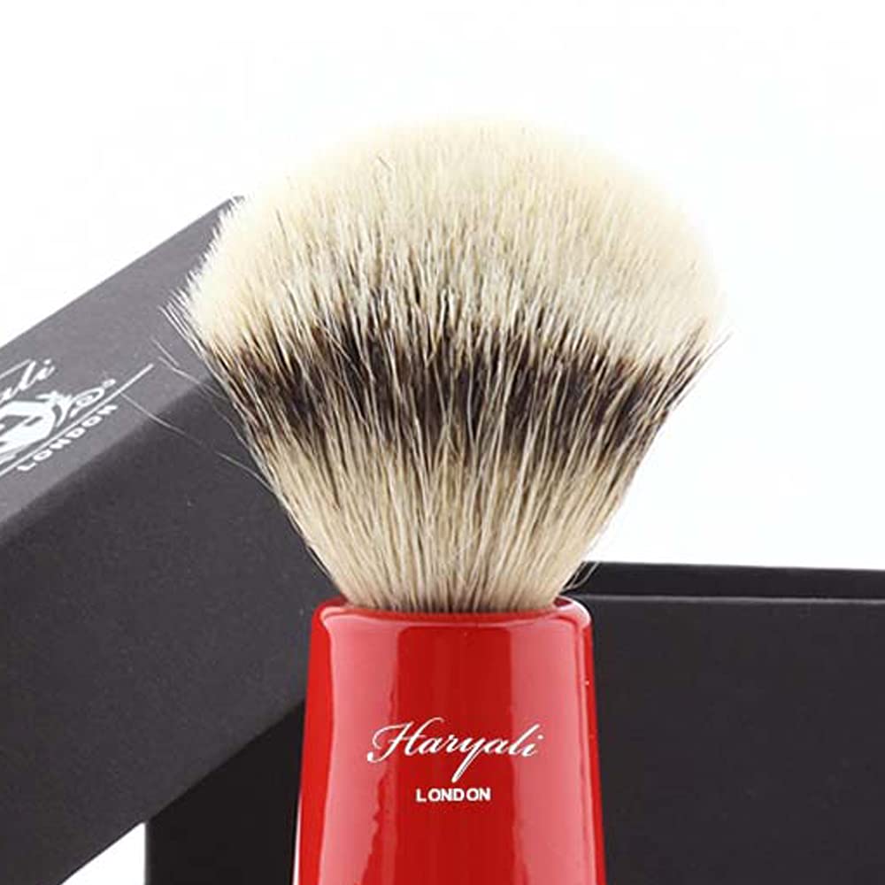 Men's Shaving Brush with Pure Sliver Tip Badger Hair in Red Handle. Perfect Hair for All Skin Type.