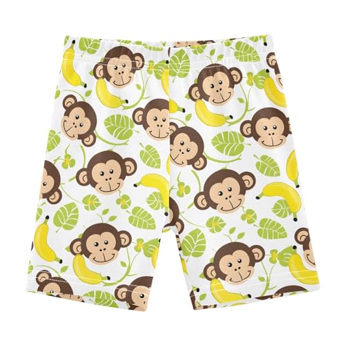 Funny Monkey Face Banana Girls Shorts Elastic Waist Sports Shorts Girls Leggings Pants for 4-10 Years