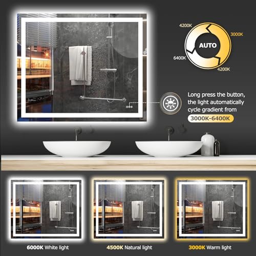 Image of Hivone 48 inchX40 inch LED Bathroom Mirror with Lights, UL Listed