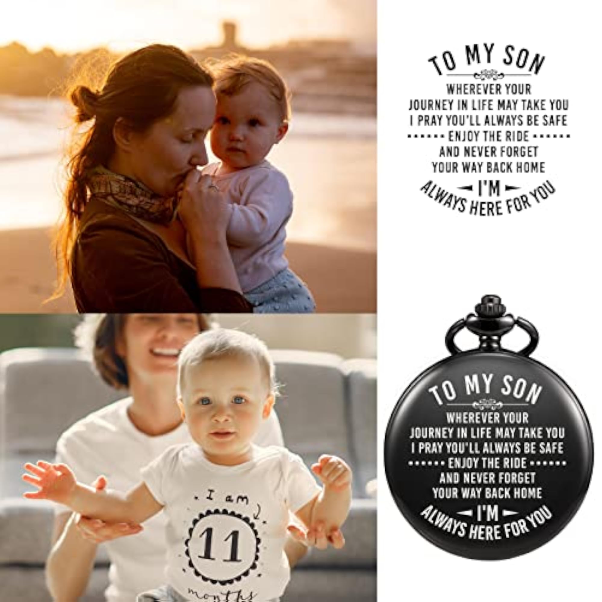 Engraved Pocket Watch Gifts for Son from Mom Dad, Unique Gift