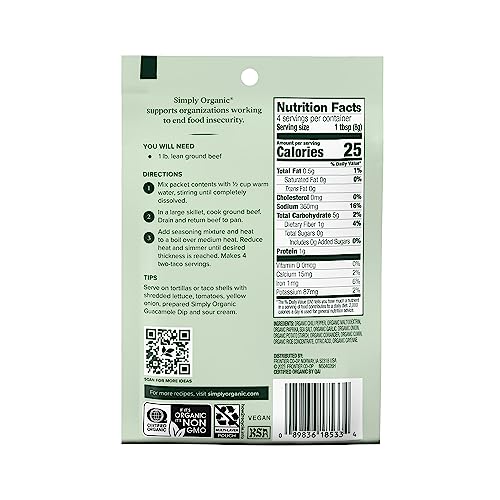 Simply Organic Taco Seasoning for Southwest Dishes | 1.13 oz | Pack of 3