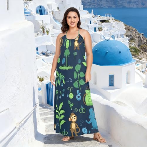 Robe d'été verte imprimé singe idéale pour vos vacances