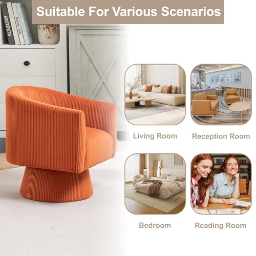 Sillón giratorio moderno tapizado naranja miniatura 5