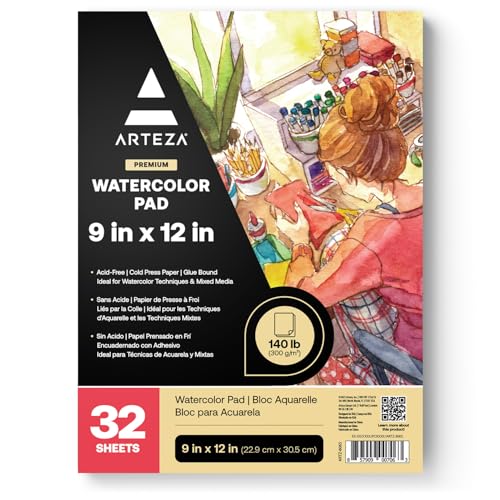 Bloc pour aquarelle Arteza 32 feuilles pressées à froid