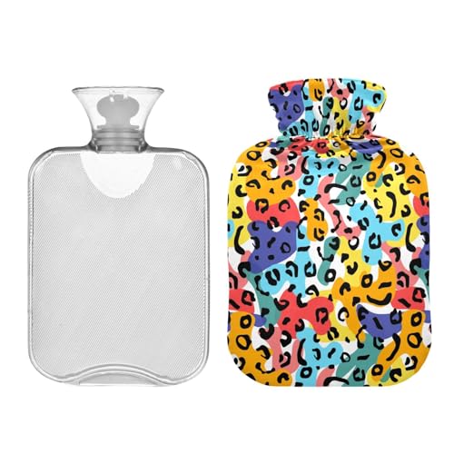Bolsa de agua caliente de PVC para noches frías con funda de terciopelo de leopardo 2