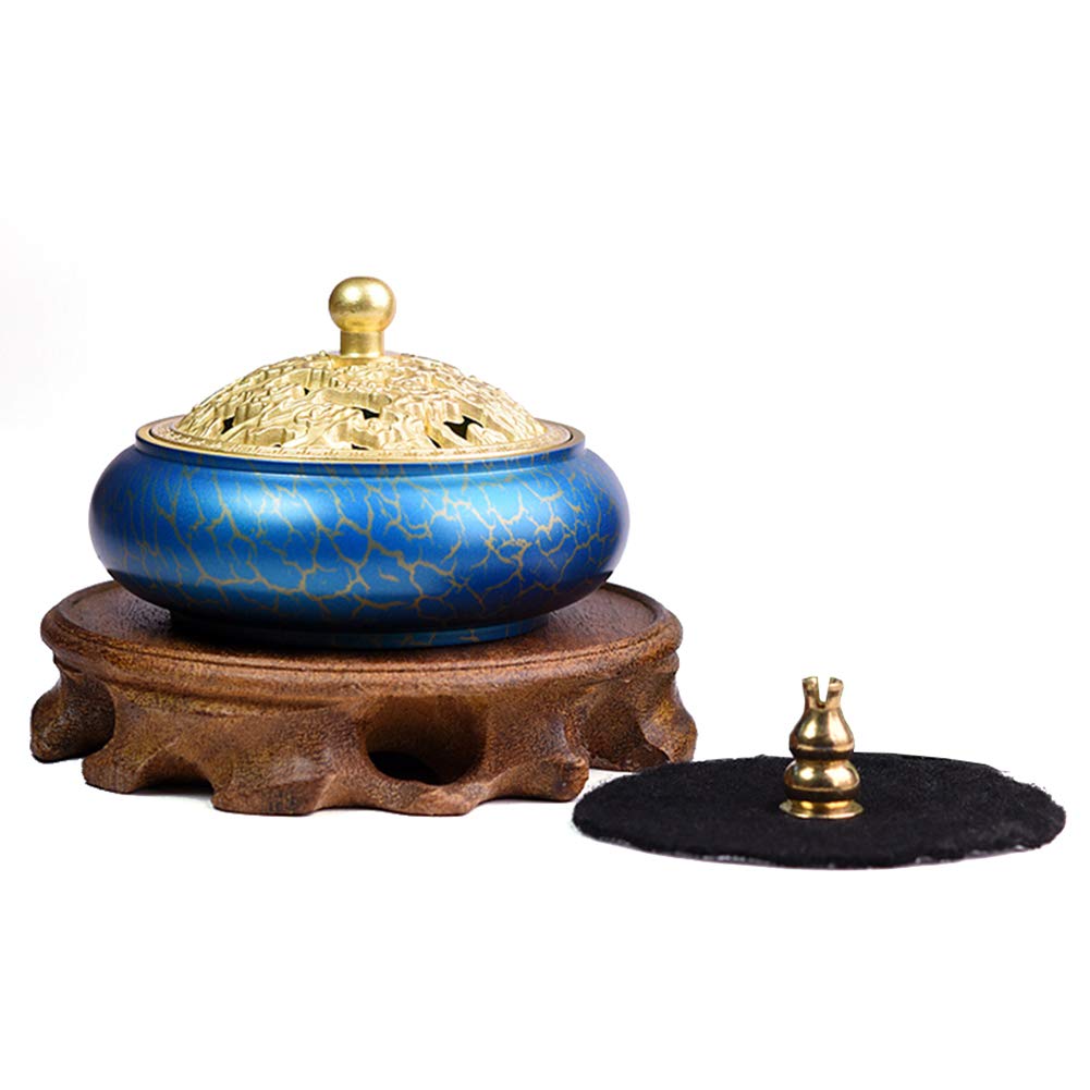 Cuivre Pur Porte-encens Brûleur- Encens en Forme de bâton/cône/Bobine Poêle d'aromathérapie au Bois de Santal Cendrier Plateau Bol Diffuseur de Parfum- Convient à Accueil Bureau