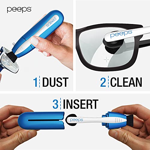 Image of Peeps Glasses Cleaner - for Eyeglasses, Reading Glasses, and More - Lens Cleaner with Carbon Microfiber Tech-Soft Touch Blue-1 Count (Pack of 1)
