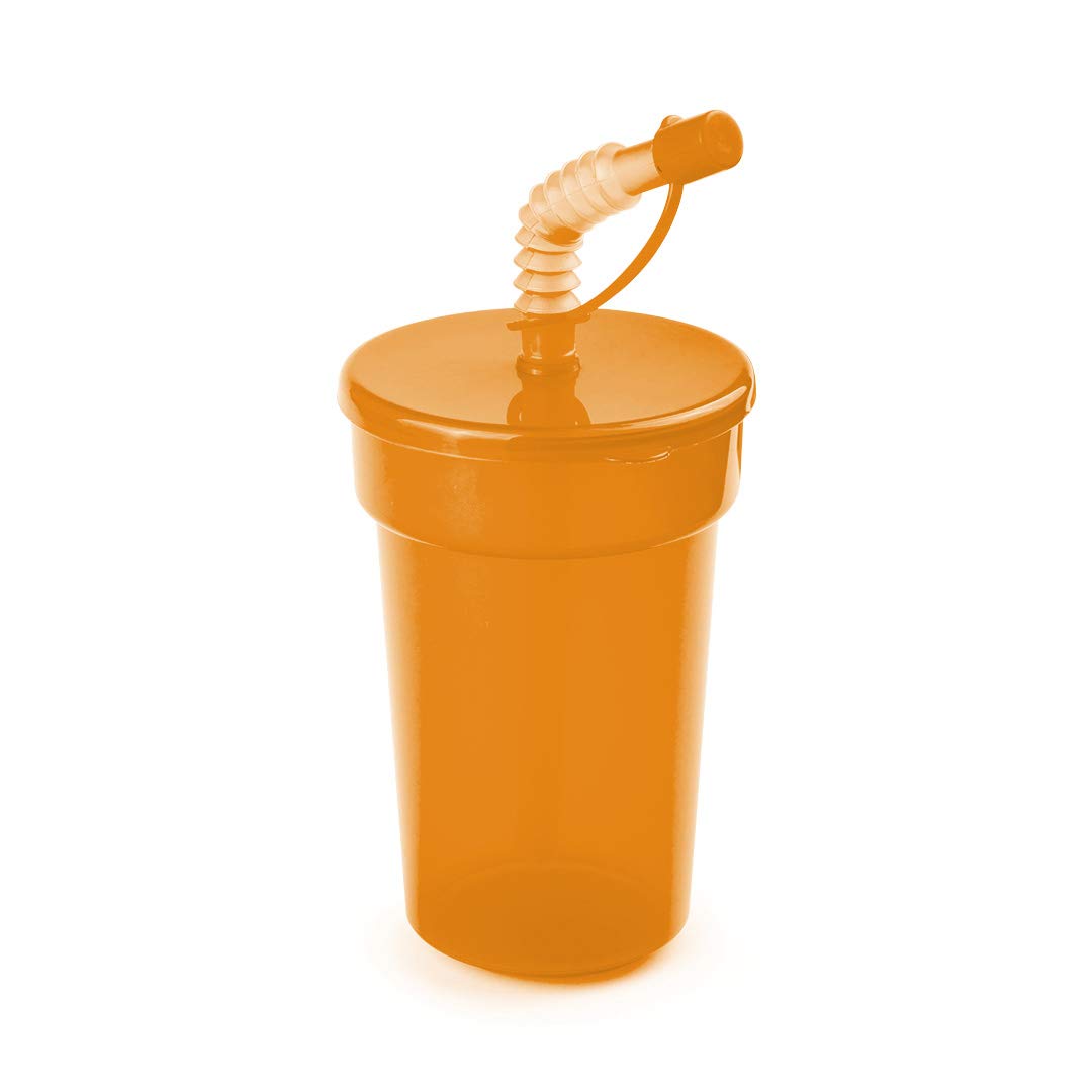 eBuyGB 14oz Tumbler Smoothie Lid & Straw Milkshake Slushie Beaker Water Bottle Travel Cup, Polypropylene, Orange