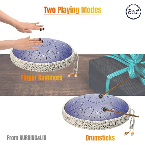 Steel-Tongue-Drum-14-Inches-15-Notes-Hand-Pan-Drum-Rain-Drum-Percussion-for-Meditation-Yoga-Musical-Education-for-Adult-KidsLotus-Purple