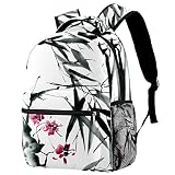 Sac à dos d'école de voyage décontracté pour femmes, adolescentes, filles, garçons, peinture à l'encre chinoise, prune, multicolore