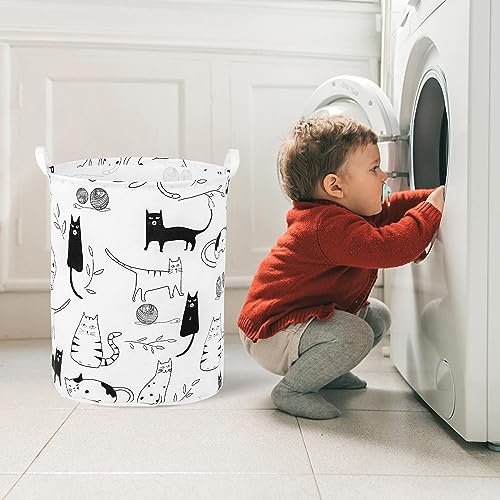 Image of Foldable Baby Laundry Basket Hamper for Nursery Girl Boy kids Clothes laundry hamper basket Portable Tall Collapsible Cute Laundry Basket Organizer, Nursery Storage Basket with Handles (Animal Cats)