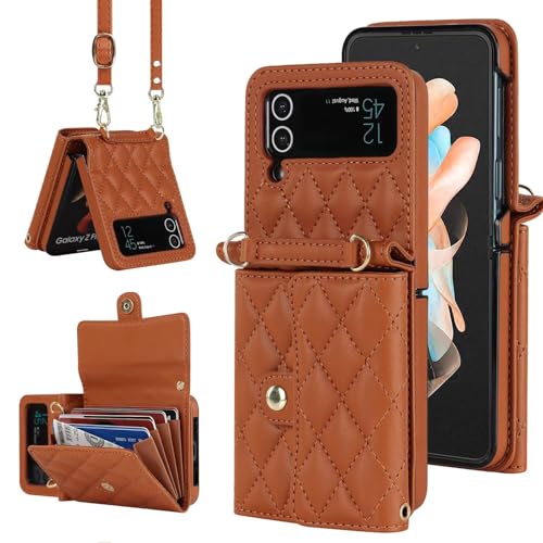 Coque Samsung Z Flip 4 5G étui portefeuille 4 cartes et bandoulière amovible