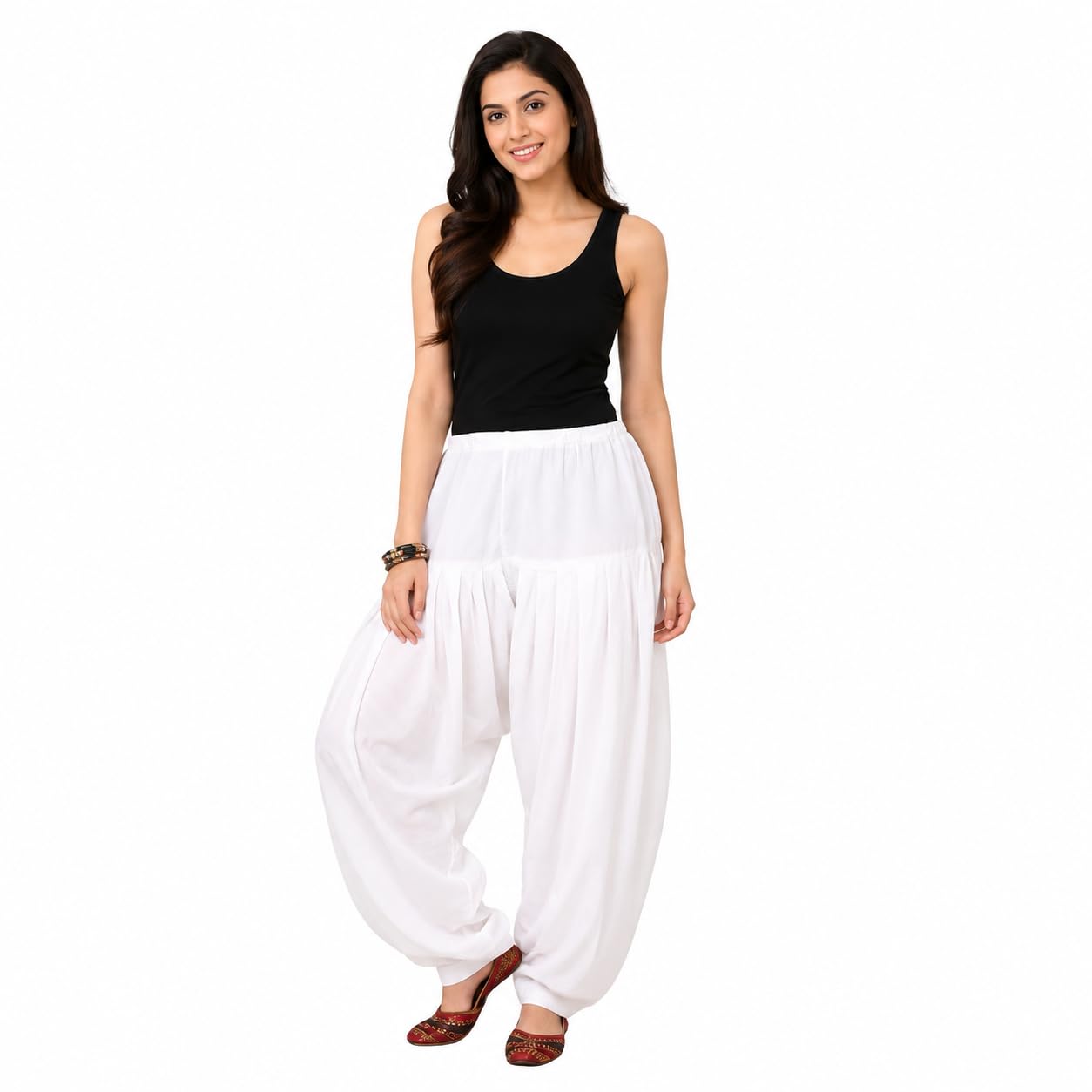Women’s Solid Patiala Salwar Pant | Relaxed Fit Ethnic Bottom Wear | Elastic Waist Comfortable Harem Trousers for Daily & Casual Wear-picture-57
