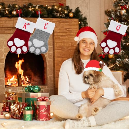 Bas de Noël pour animal avec lettre S brodée - Grand modèle en feutrine