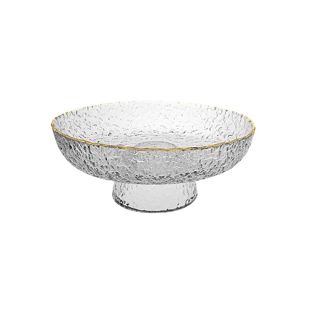 HPTHLY Fruit Plate Fruit Plate Made Of Glass With Gold Rims Fruit Plate Suitable For Home Kitchen Hotel Restaurant Snack Plate Candy Plate Fruit Bowl