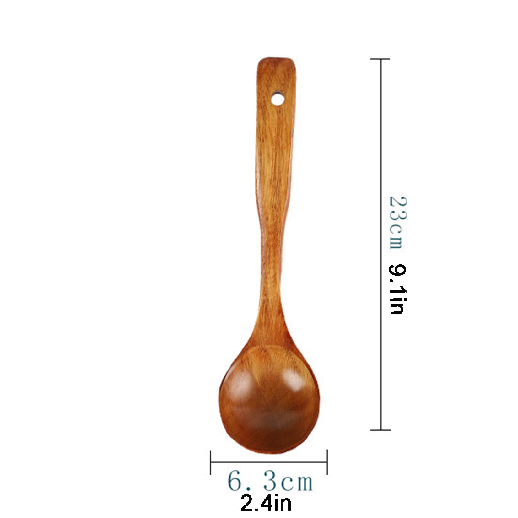 Cucharada de sopa de madera de mango largo de Kemu, cocina doméstica Cuchara de madera sin palanca de madera, cuchara de cocción de 9 ", cuchara de madera hecha a mano natural,4pcs