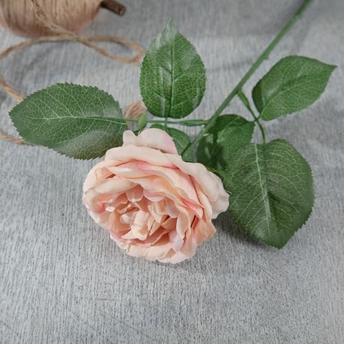 Vase Branch Artificial Rose, Silk Material, 1 Single Stems (Light Brown)
