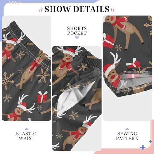 ZZXXB Reindeer Gifts Boys Long Pants Soft Trousers Elastic Waist Kids Lounge Bottoms with Pockets S-XL4
