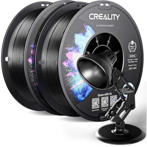 Official CR PETG 3D Printer Filament 1.75mm Bundle 2KG (4.4lbs), High Precision, Strong Toughness, Odorless, Better Flow Moistureproof 3D Printing Ender Filament, Black+Black Petg-2kg Black+