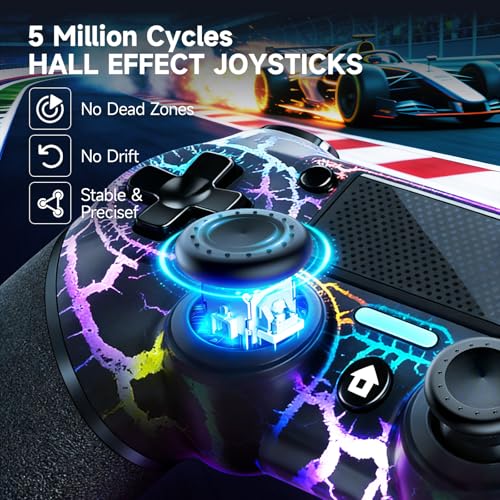 Image of AceGamer 2 Pack for PS4 Controller, Hall Effect Joysticks & Programmable Back Buttons, Wireless Controller for PS4 /Pro /Slim /PC, RGB Light /Turbo /Vibration /Motion /3.5mm Audio Jack!