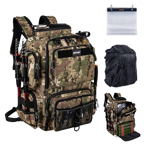 Goture Fishing Backpack,45L 900D Tackle Backpack with Rod Holders