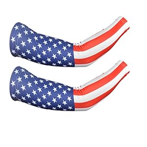 Elfjoy 2 Stks Amerikaanse Vlag Unisex Basketbal Shooter Arm Mouwen UV Zonbescherming Lange Compressie Mouwen Vissen…