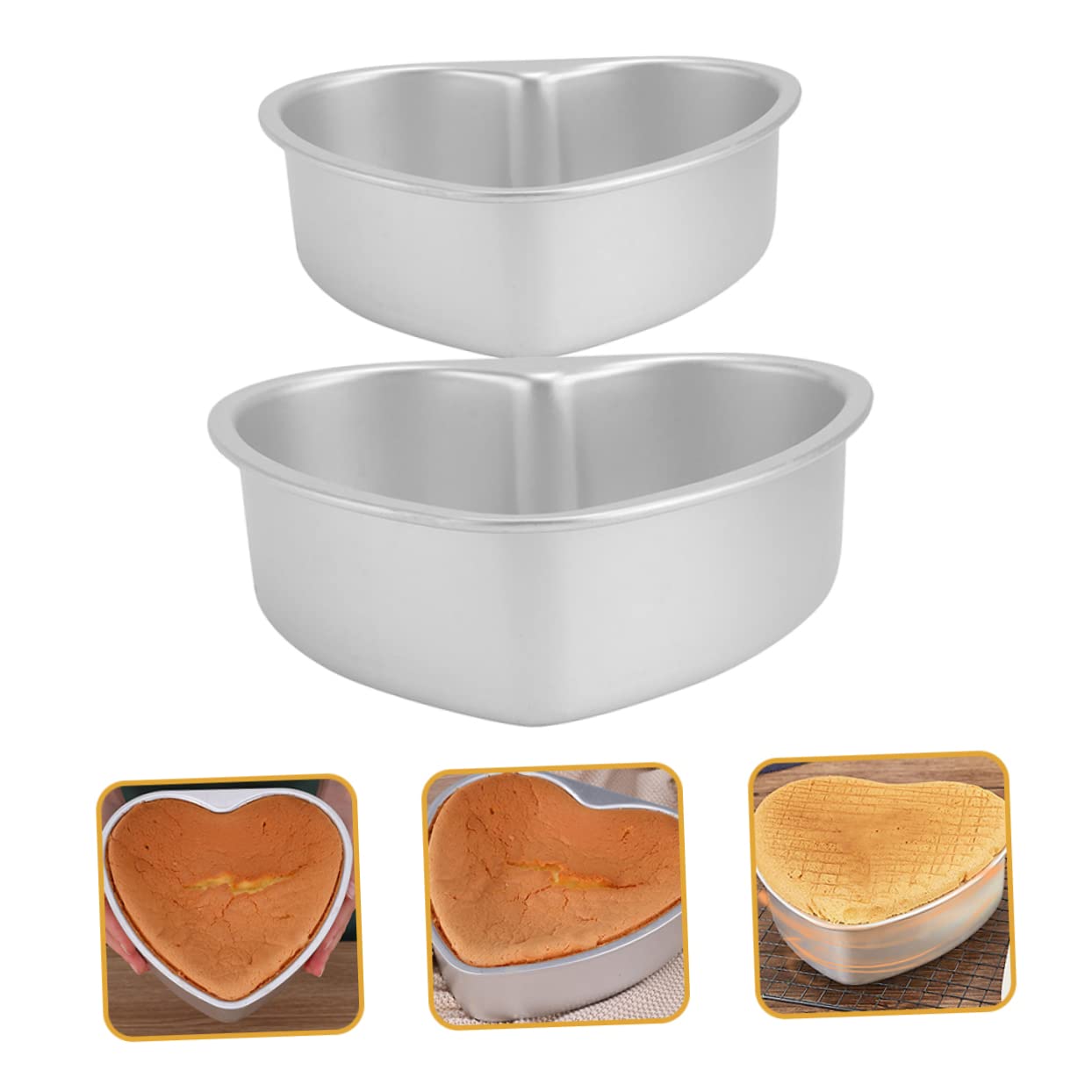 HEMOTON Lot De 3 Moules À Gâteaux En Forme De Cœur Moule À Gâteau En Forme De Cœur Moule À Fond Amovible Pour Fête De Famille 2 Pièces X 3