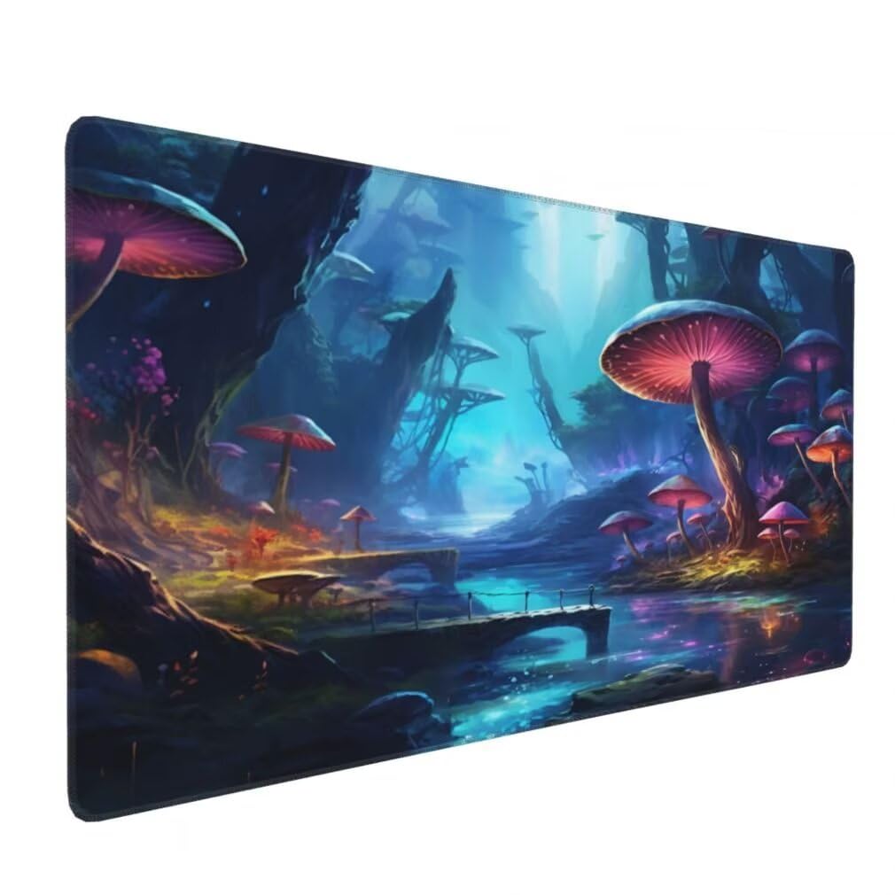 Alfombrilla Ratón XXL Paisaje Fantástico, Mouse Pad XXL 1000x500mm, Alfombrilla Escritorio con Bordes Cosidos, Mousepad con Base de Goma Antideslizante para Gaming, Oficina (Seta Gigante) -MP1444